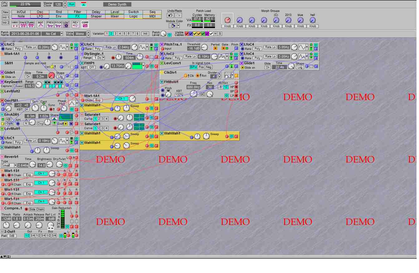 Image of the patch currently open in the Nord Modular G2 demo